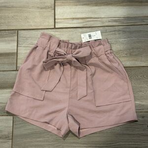 Women's Pink Tie-Waist Shorts